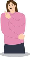 Happy Woman Pointing Cartoon Character vector