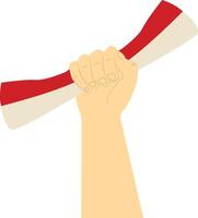 Hand Carrying Indonesian Flag, Isolated on White Background vector