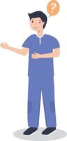 Young Man Thinking and Asking Question. Cartoon Character vector