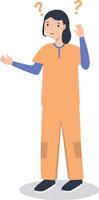 Young Woman Thinking and Asking Question in Cartoon Design vector
