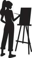Silhouette of Woman Drawing on Canvas vector