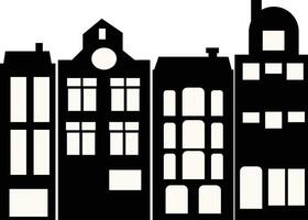 Silhouette of Cityscape Skyline with Flat Style. Design Element. vector