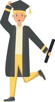 Happy Man Graduation at University. Cartoon Character vector