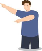 Happy Man Pointing Character. Isolated on White Background. vector