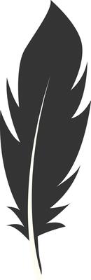 Black Silhouette of Majestic Feather. Design Element