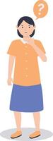 Young Woman Thinking and Asking Question vector