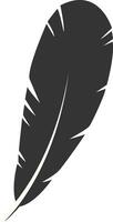 Silhouette of Majestic Feather with Simple Design. Isolated on White Background. vector