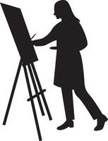 Silhouette of Women Drawing on Canvas vector