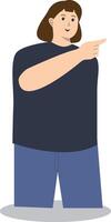 Happy Woman Pointing Character. vector