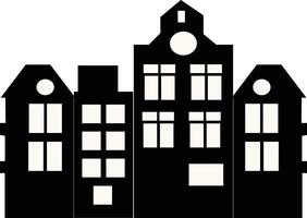 Black Silhouette of Cityscape Skyline. Design Element. vector