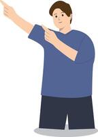 Happy Man Pointing Character in Flat Design vector