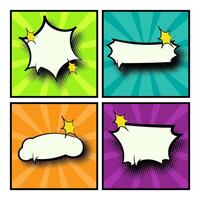 Pop Art Comic Speech Bubble Collection with Halftone Backgrounds for Creative Layouts vector