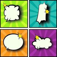 Comic Text Bubble and Speech Cloud Set with Halftone Style for Pop Art Projects vector