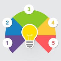 5 Step Light Bulb Infographic Design for Creative Idea and Business Strategy Presentation vector