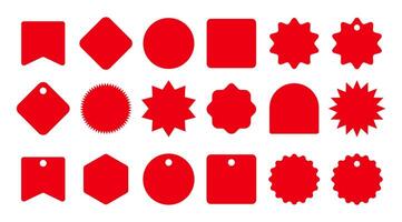 Isolated Red Stickers design collection, Price Tags, Promotion sign illustration, Shopping graphic elements in Flat style, Editable. vector