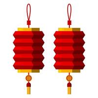 Asian Red Lanterns design, Isolated Chinese new year graphic elements in Flat style, Decoration illustration design for Banner, greeting card and Flyer on white background, Editable stock vector