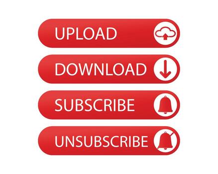 Upload, Download, Subscribe, and Unsubscribe Buttons Set vector