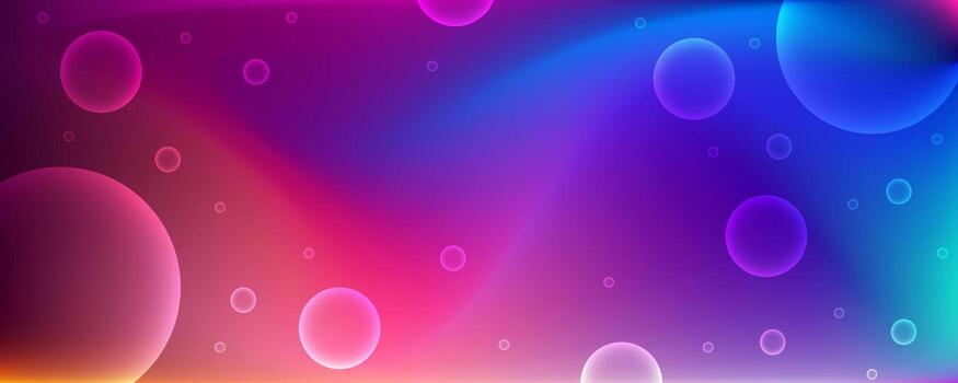 Trendy bright color gradient with bubbles. Abstract blurred background. Horizontal fuzz gradient template for your graphic design, banner, poster vector