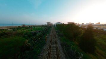 Flying Fast Over The Empty Trainline video