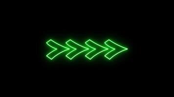 Flickering Green Arrow Sign Animation with neon light. Luminous and shimmering haze inside the Arrow Sign Animation. Arrow Sign Animation in neon sign. video