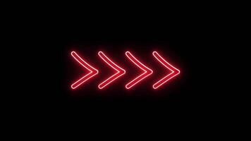 Flickering Red Arrow Sign Animation with neon light. Luminous and shimmering haze inside the Arrow Sign Animation. Arrow Sign Animation in neon sign. video