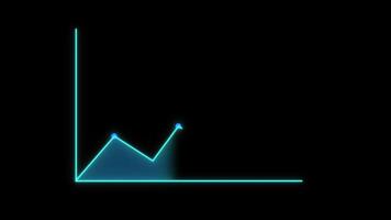 Blue Neon business graph chart icon animation. Neon business growth chart. video
