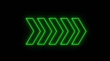 Neon sign Arrows Animation of green light signal from the center with a black background. Can be used to compose various media such as news, presentations, online media, social media video
