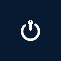 power-on icon from a combination of a key shape and a circular arrow vector
