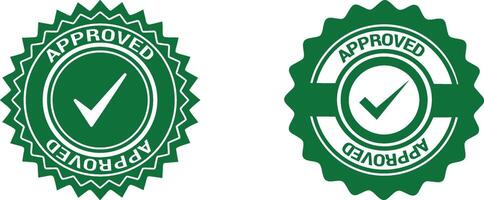 Two green approved check mark seals isolated on transparent background vector