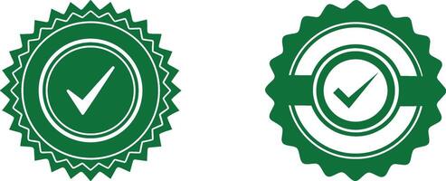 Two green check mark badges isolated on transparent background vector