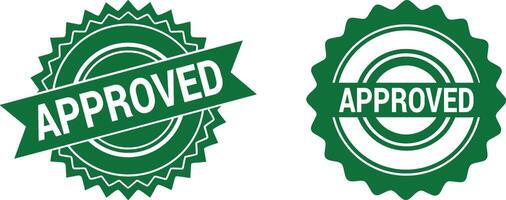 Two green approved seals with starburst edges isolated on transparent background vector