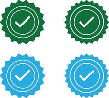 Green and blue check mark badges isolated on transparent background vector