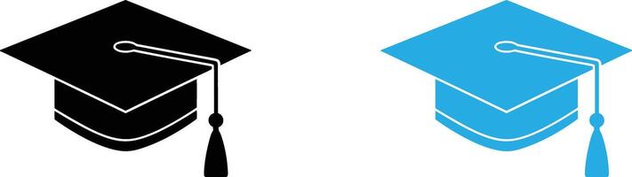 Two graduation caps one black one blue isolated on transparent background vector
