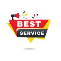 Best service label modern announcement banner isolated megaphone icon. Speech Design template. vector