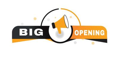 Big opening, label poster icon megaphone. Modern banner for web and advertising. vector