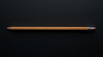 Pencil on Black Background Minimalist Still Life Flat Lay Composition photo