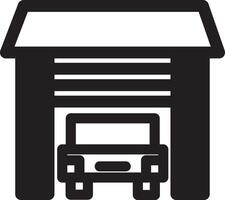 Monoline Garage Structure Icon vector