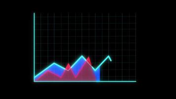 Colorful Neon business graph chart icon animation. Neon business growth chart for finance. video