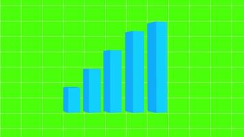 Creative business growth bar 3d animation in green screen. Business growth 3d chart. video