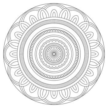 gris escala circular mandala diseño intrincado modelo colorante página vector