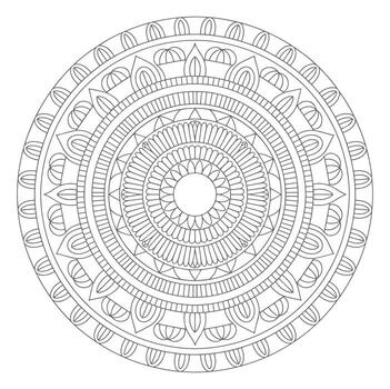 Grey Scale Circular Mandala Design Intricate Pattern Geometric Shapes vector