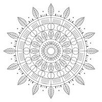Grey Mandala Design with Leaf Details Circular Pattern vector