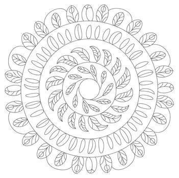 Gray Scale Mandala Design Circular Leaf Pattern vector