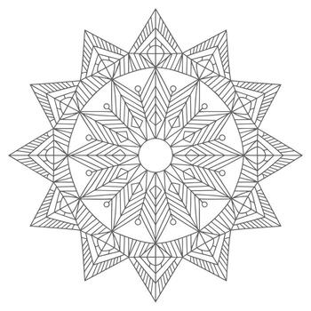 Grey Geometric Mandala Design Intricate Lines Pattern Star Shape vector