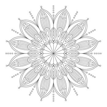 Grey Scale Mandala Design Intricate Circular Pattern Flower vector