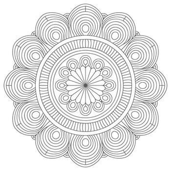 Grey Scale Mandala Circular Pattern Design Concentric Circles Flower vector