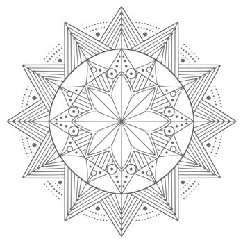 Grey Geometric Mandala Design Lines Circles Dots Pattern vector