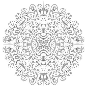 Grey Scale Mandala Circular Pattern Intricate Design Coloring Book Page vector