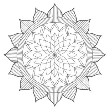 Grey Scale Mandala Design Circular Pattern Geometric Flower vector