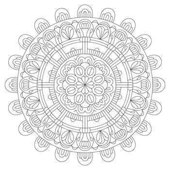 Grey Scale Mandala Intricate Circular Pattern Design vector